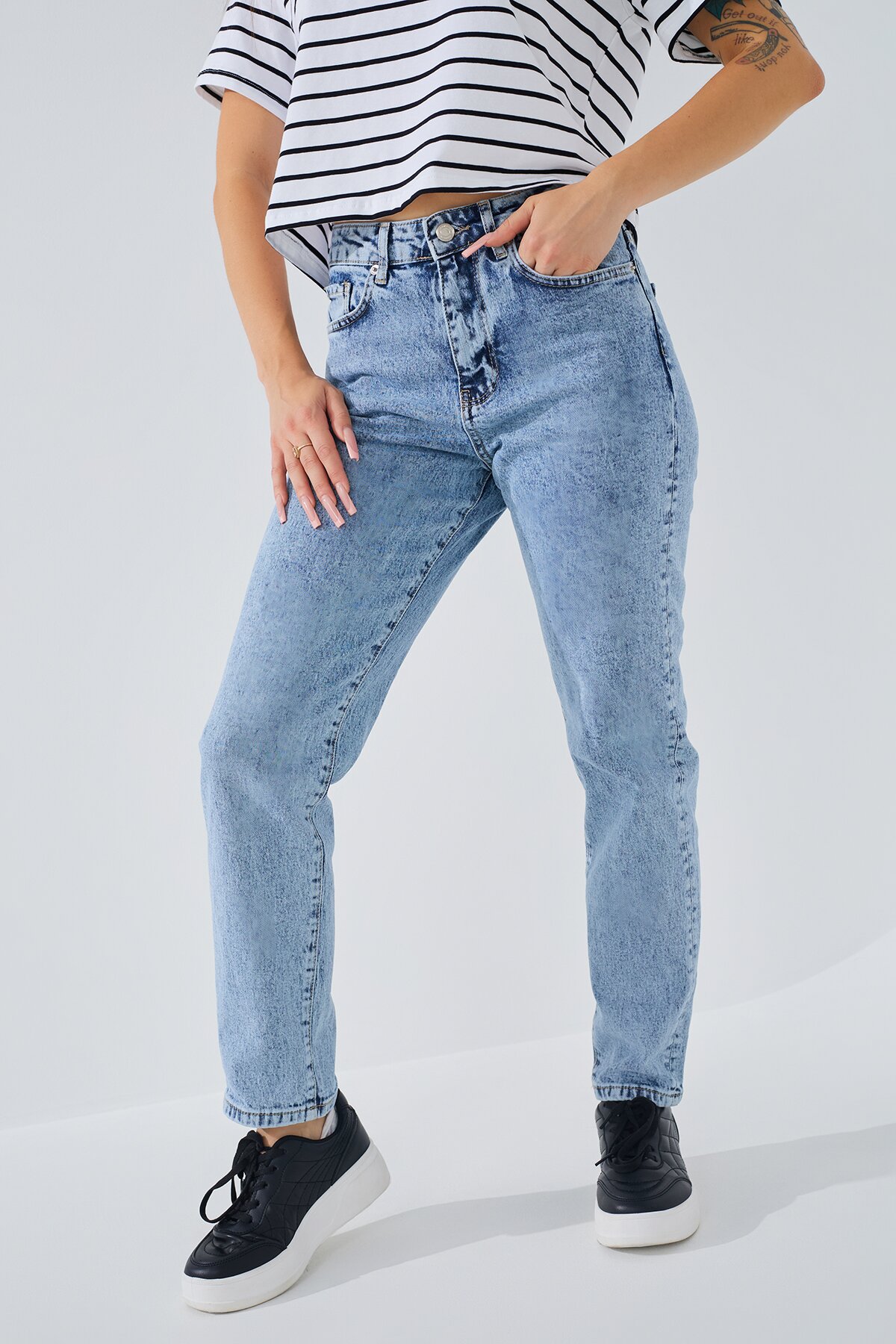 Джинсы Mom Fit женские 3940 baza 32 Синий (2000990305091D)  Фото №1