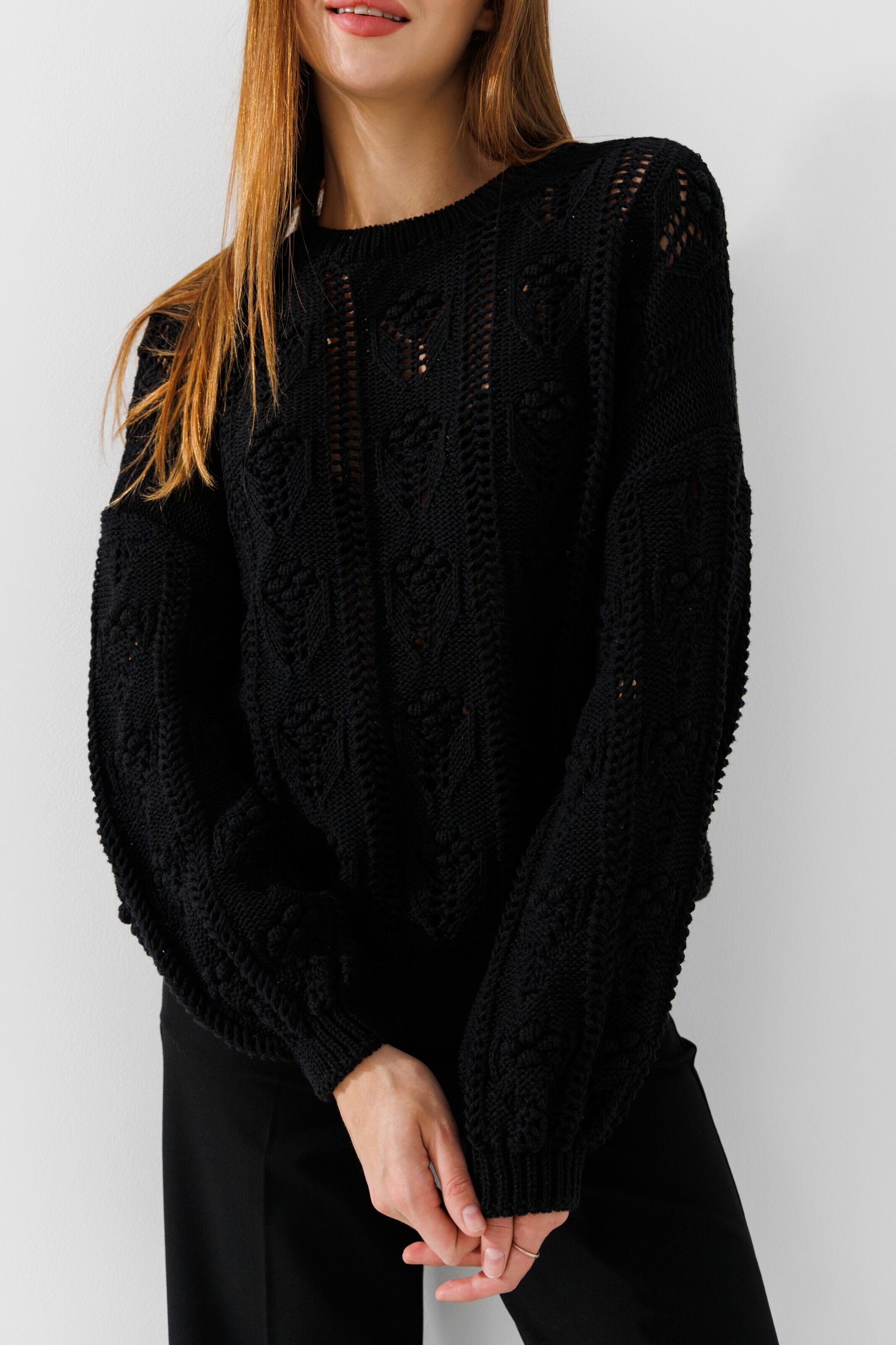 Джемпер однотонний жіночий Femme 2022 One Size Чорний (2000990221414D)  Фото №2