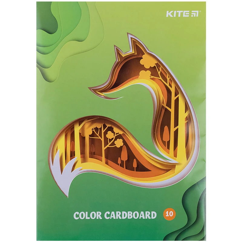 Картон кольоровий односторонній Kite K21-1257 10 кольорів  Фото №1