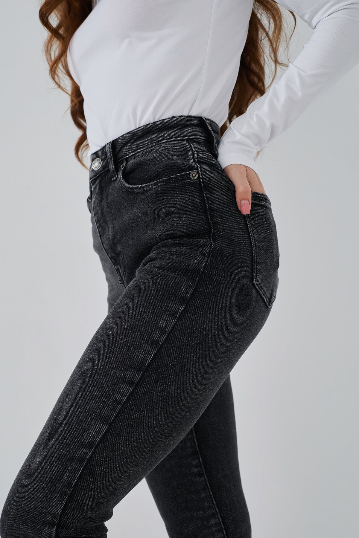 Джинсы Slim Fit женские On me 3103 baza 38 Темно-серый (2000989542094D)  Фото №2