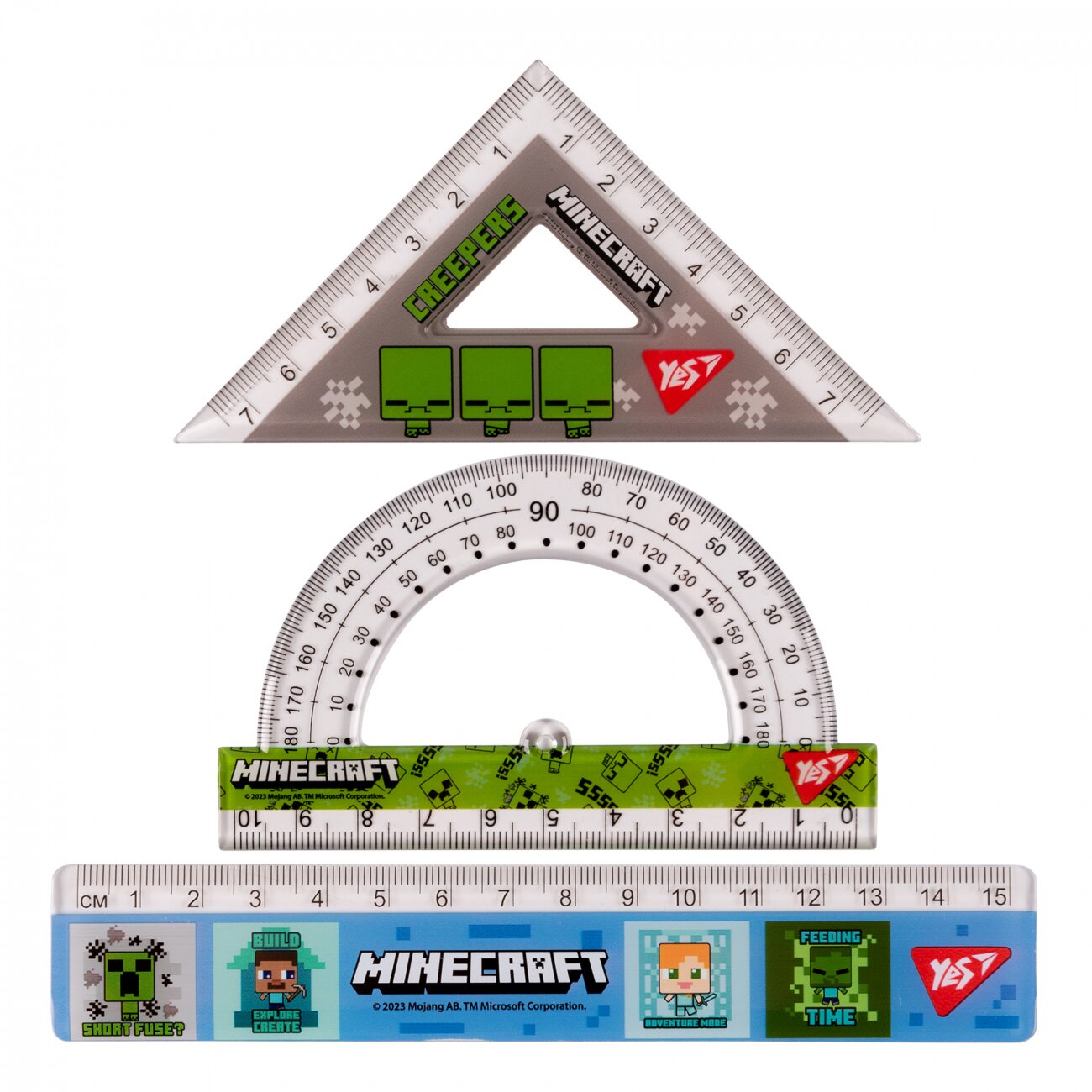 Купити Набір лінійок (3 предмети) "Minecraft" YES 370674 Різнокольоровий Артикул: 5056574438256 Фото повноекранне №2