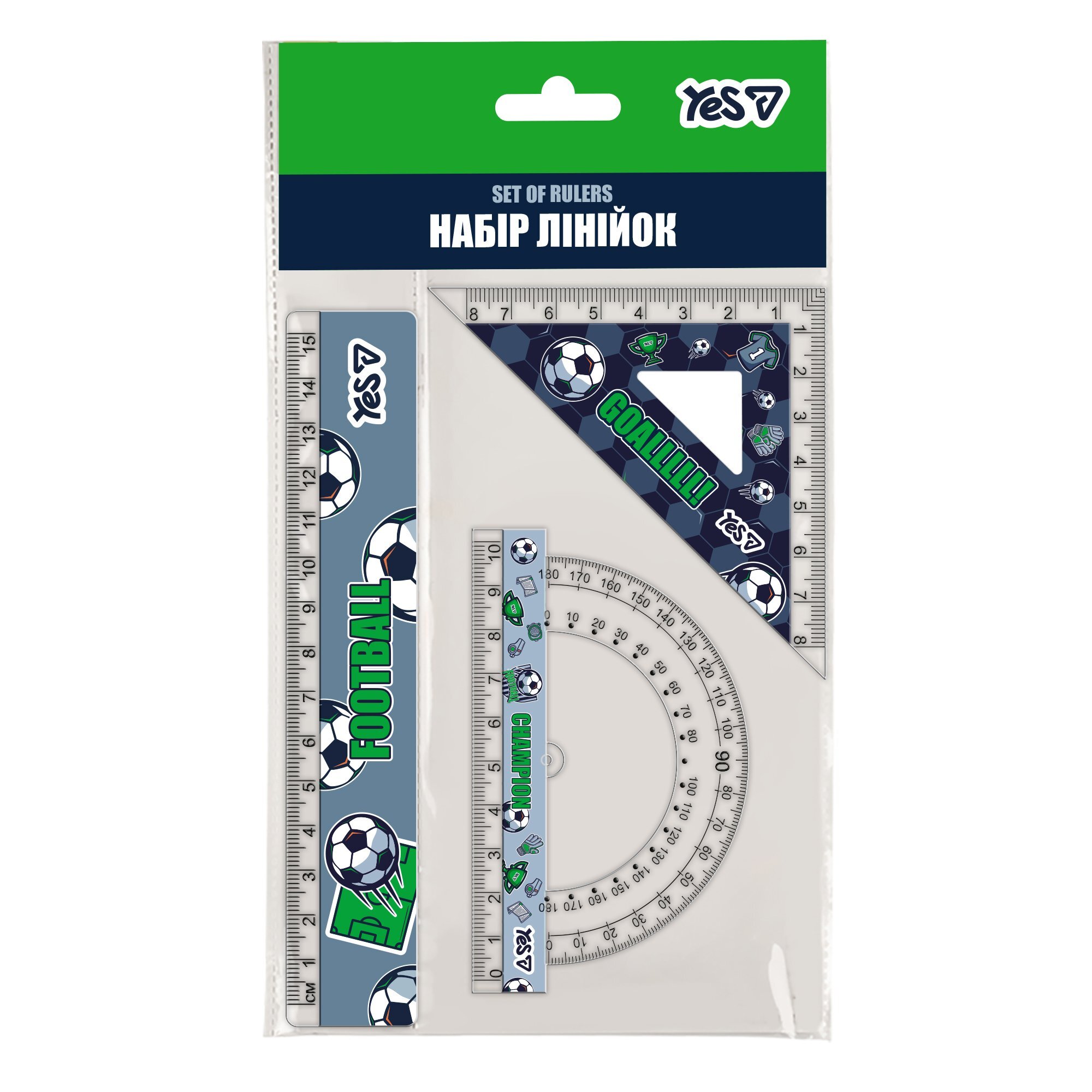 Купить Набор линеек Yes "Football" 370709 (3 предмета) Разноцветный Артикул: 5056574472335