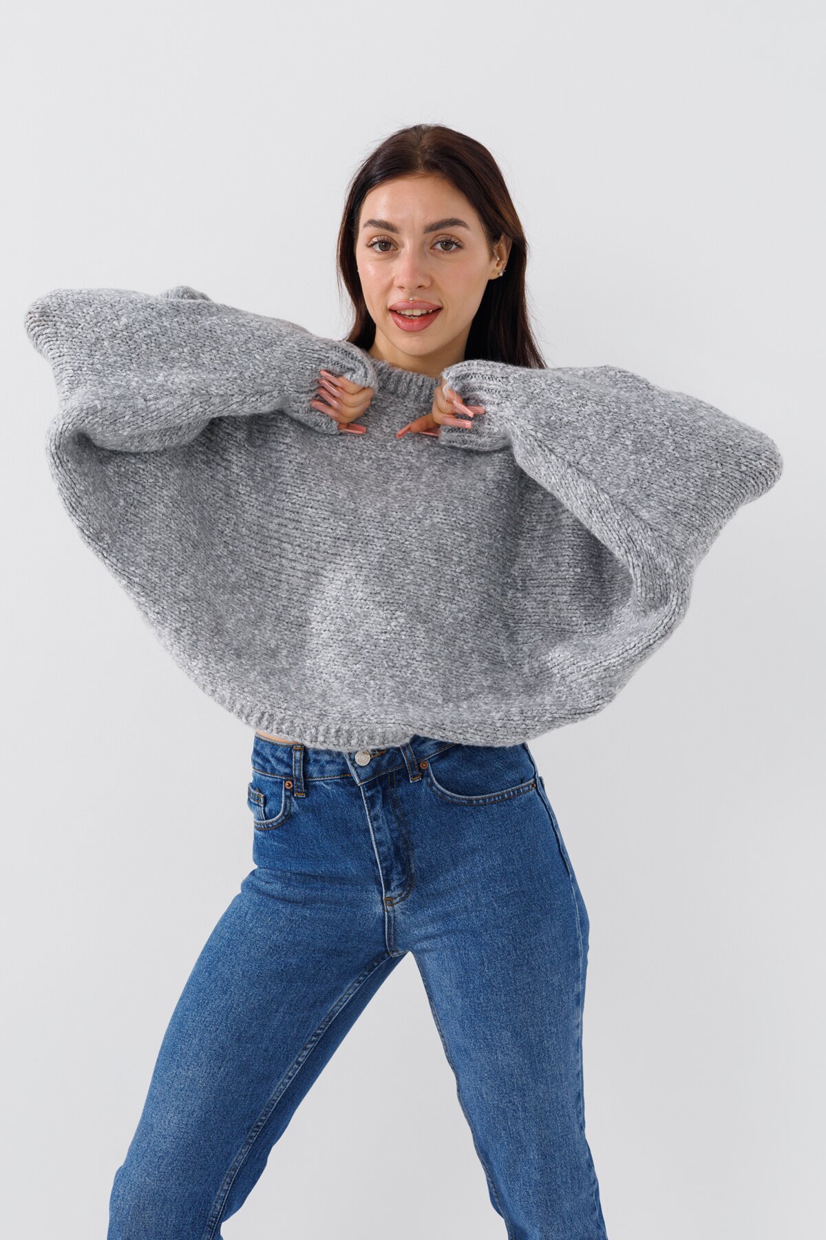 Джемпер однотонный женский Femme 10100 One Size Серый (2000990184450W)  Фото №0