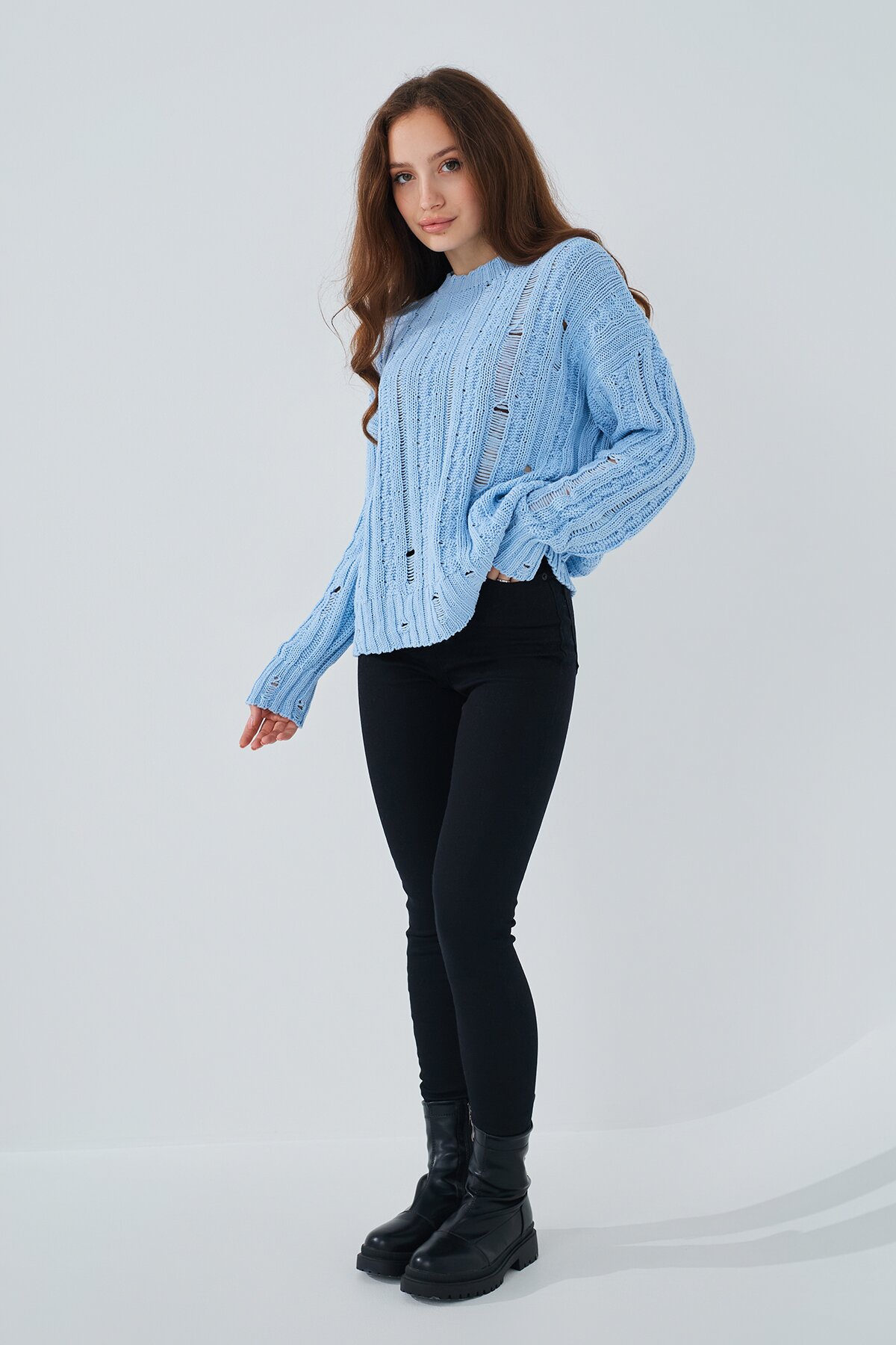 Джемпер однотонный женский Femme 1002 One Size Голубой (2000989870654D)  Фото №1