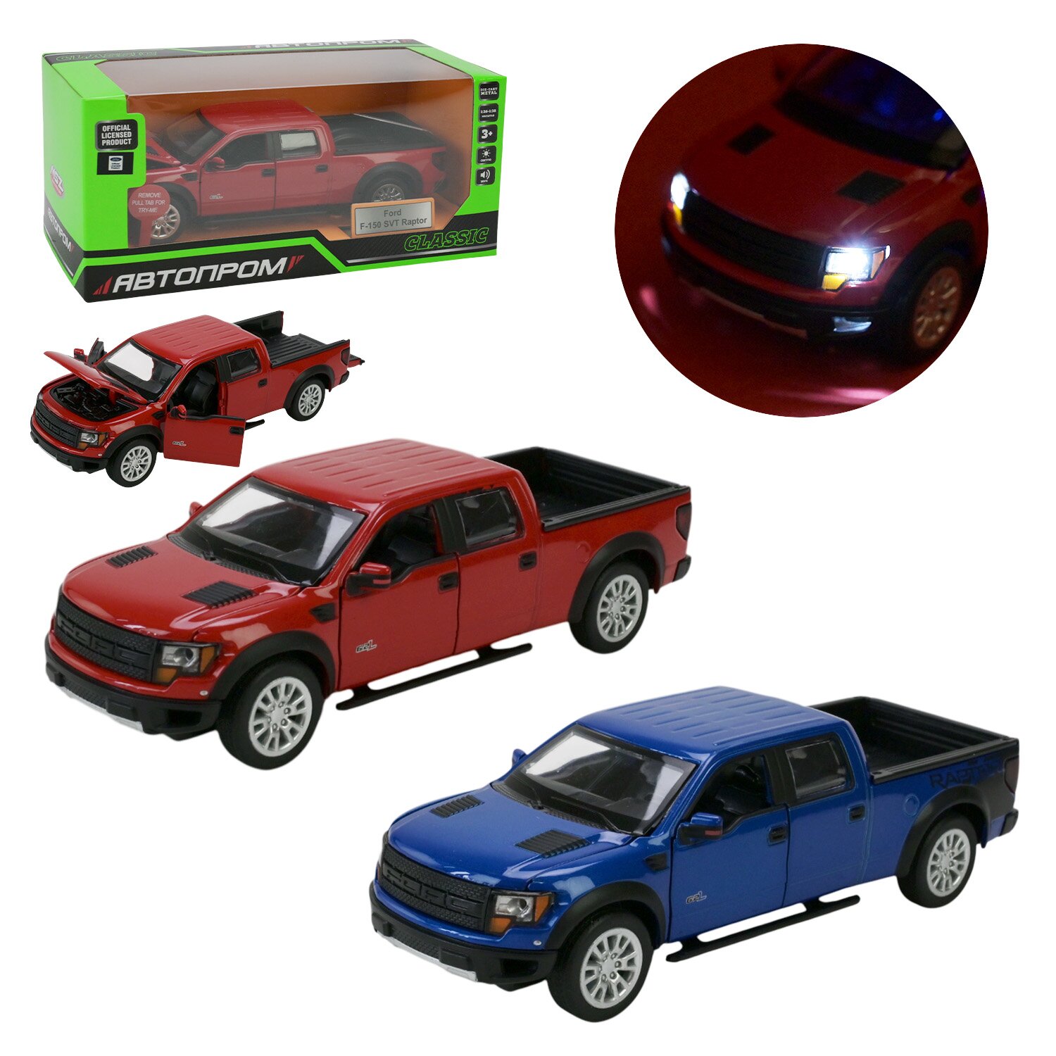 Купити Іграшка Машина Ford F-150 SVT Raptor АВТОПРОМ 68363 Синій Артикул: 2000999352157 Фото повноекранне №2