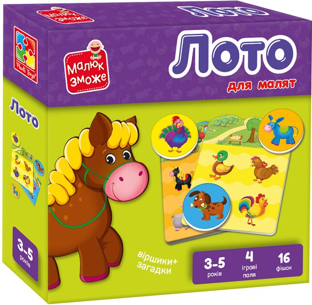 Гра розвиваюча Vladi Toys Лото &quot;Ферма&quot; VT2100-08 Різнокольоровий