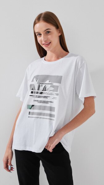 Футболка с принтом женская On me 25088-2 L Белый