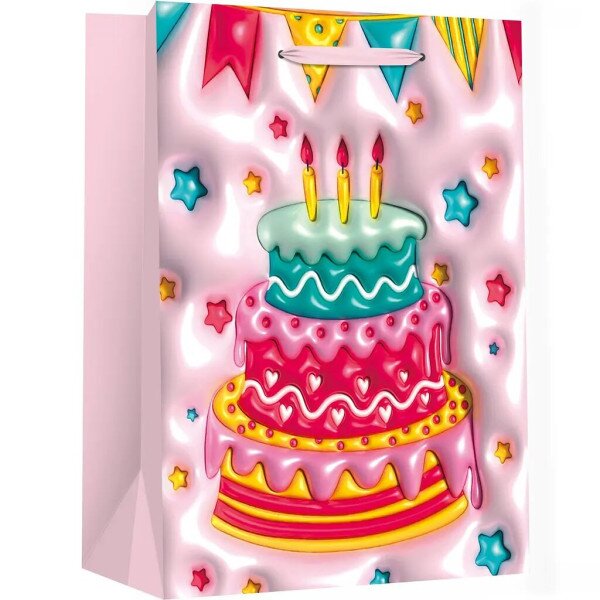 Купить Пакет подарочный Торт Birthday 760448ML Разноцветный Артикул: 2000990910196 Фото №1
