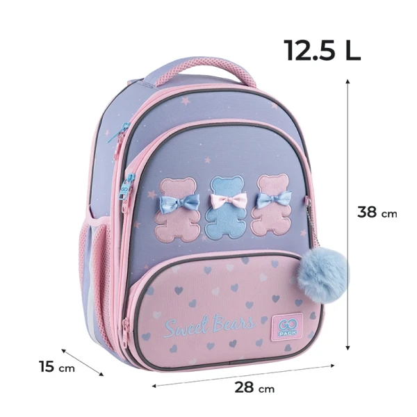 Рюкзак каркасный для девочки GoPack GO25-597M-2 Серо-розовый