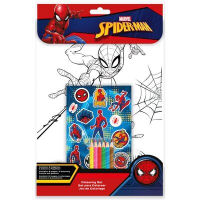 Набор раскрасок с наклейками и карандашами SPIDERMAN SP50019 Разноцветный (8435507873307)