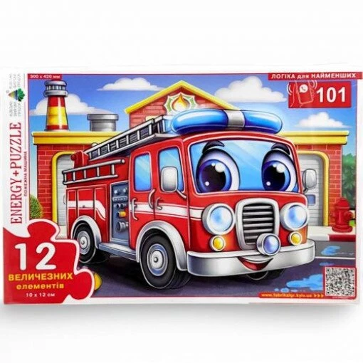 Купить Игра-пазл "Пожарная машина" 8202 12 элементов Артикул: 4820121188205 Фото №1