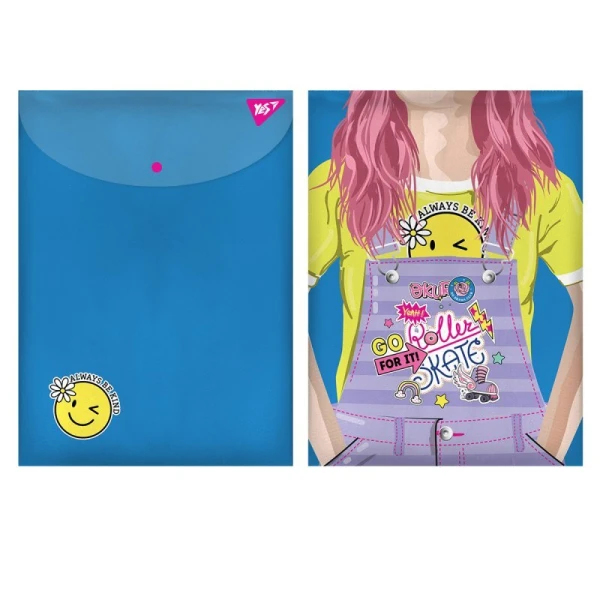 Папка-конверт на кнопке А4 Yes Smiley Girl 491882 (5056137175901)(SC)