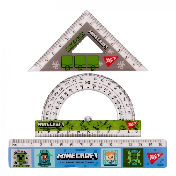 Купити Набір лінійок (3 предмети) "Minecraft" YES 370674 Різнокольоровий Артикул: 5056574438256 Фото №2