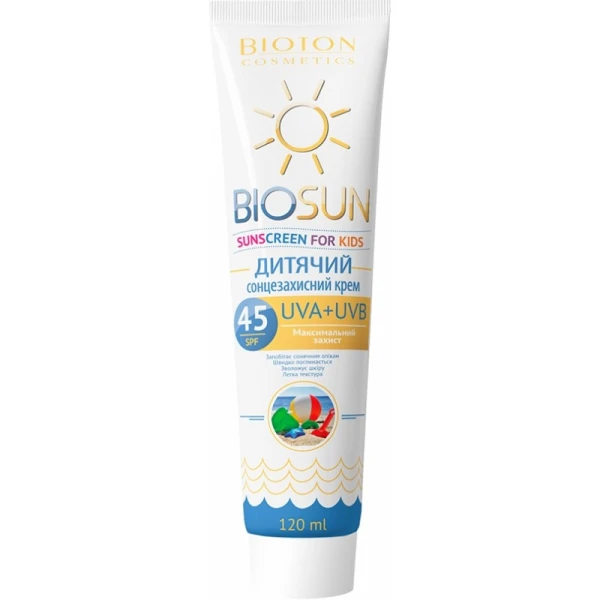 Купить Сонцезахисний дитячий крем SPF 45 Bioton 120 мл​ Артикул: 4820026147987 Фото №1
