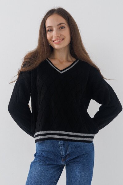 Пуловер однотонний жіночий Park karon 10339 One Size Чорний (2000989850885D)