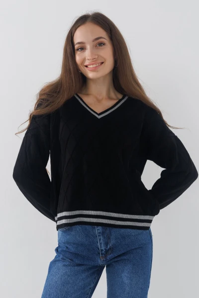 Пуловер однотонный женский Park karon 10339 One Size Черный (2000989850885D)
