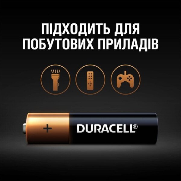 Купити Батарейки DURACELL Basic 77164 AAA алкаліновi 1.5V LR03 4 шт на блістері Артикул: 5000394077164 Фото №3