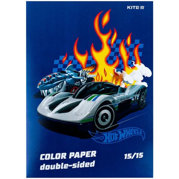 Папір кольоровий двосторонній Hot Wheels Kite HW24-250 15 кольорів