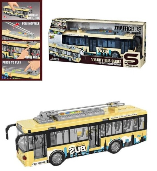 Купити Іграшка Тролейбус інерційний DIY TOYS CJ-4007549 Жовтий Артикул: 6900068917804 Фото №1