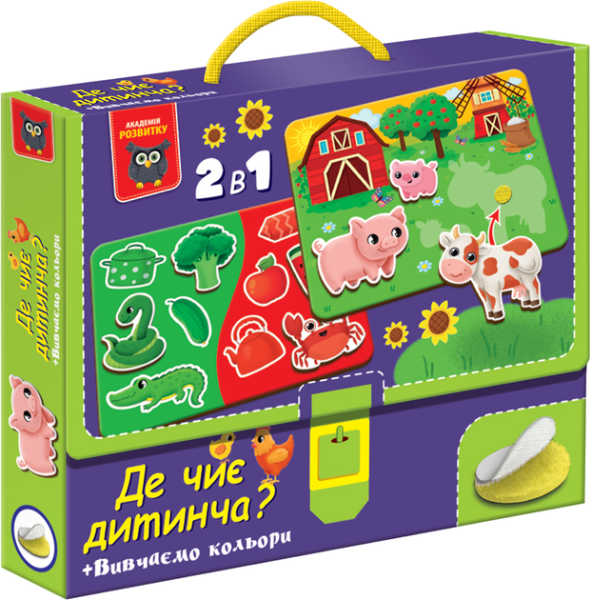 Игра развивающая с липучками «Где чей детёныш? Изучаем цвета» Vladi Toys VT1310-05 Разноцветный