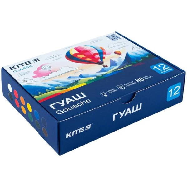 Краски Гуашь Classic Kite K-063 12 цветов