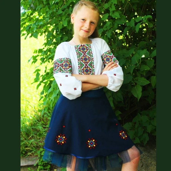 Костюм-вышиванка 140 РОКСОЛАНА Синий (2000902524718D)(SC)