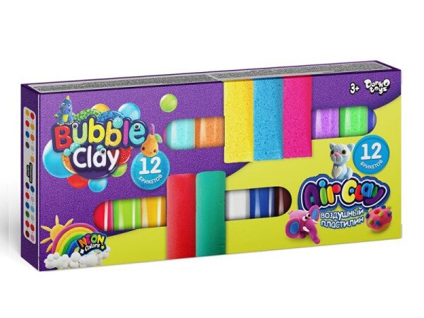 Креативна творчість &quot;Air Clay+Bubble Clay&quot; 12 шт+12 шт укр ARBB-02-01U (2000904680405)