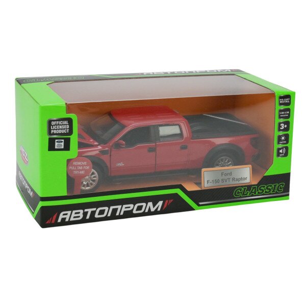 Купить Игрушка Машина Ford F-150 SVT Raptor АВТОПРОМ 68363 Красный Артикул: 6906231362174 Фото №1