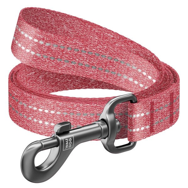 Поводок для собак WAUDOG Re-cotton светоотражающий, ш. 20 мм, дл. 200 см Красный (4823089340074)