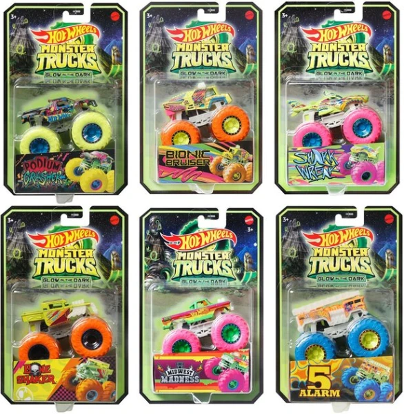 Базова машинка-позашляховик &quot;Сяючі в темряві&quot; серії &quot;Monster Trucks&quot; Hot Wheels HCB50 Різнокольоровий
