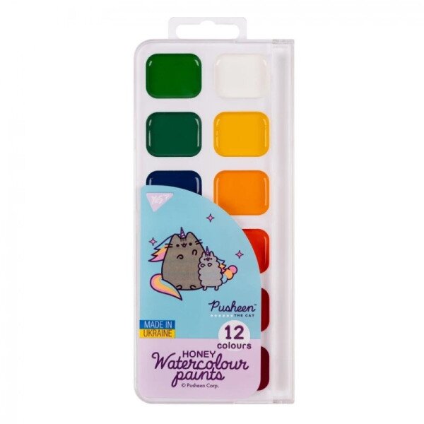 Краски акварельные медовые Pusheen YES 110275 12 цветов