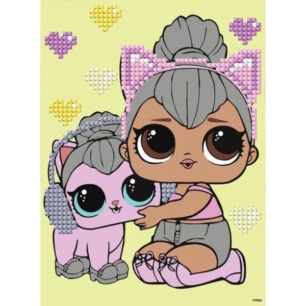 Купити Набір з алмазною мозаїкою "L.O.L. Surprise! Kitty Queen With Kitty" Ideyka AML1206 Різнокольоровий Артикул: 4823104379812 Фото №1
