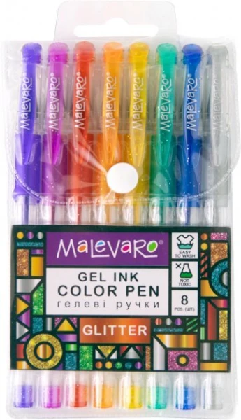 Ручка гелева з блискітками GLITTER, 6 кольорів Malevaro ML760165 (4820252760165)(SC)