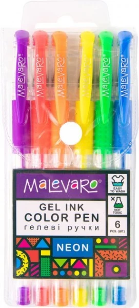 Ручка гелева NEON, 6 кольорів Malevaro ML760172 (4820252760172)(SC)