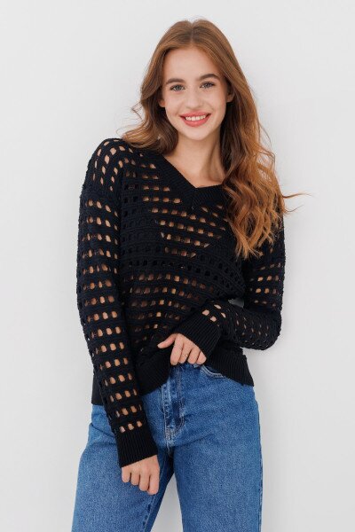 Пуловер однотонний жіночий Femme 1016 One Size Чорний (2000989871149D)