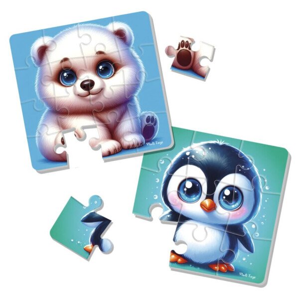 Купить Мягкие пазлы «Мишка и пингвиненок» Vladi Toys VT1102-38 Артикул: 4820234766987 Фото №2