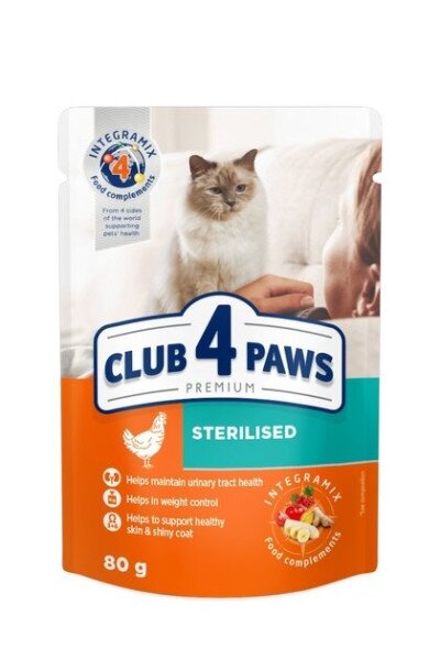 Влажный корм для взрослых стерилизованных кошек Club 4 Paws Premium 8934 80 г (4820083908934)