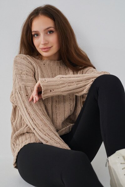 Джемпер однотонний жіночий Femme 1002 One Size Бежевий (2000989870647D)
