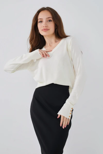 Пуловер однотонный женский Park karon 10284 One Size Белый (2000989250074D)