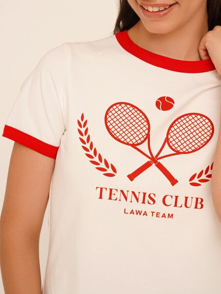 Купити Футболка з принтом Tennis жіноча LAWA P-WB02365 XS Молочний Артикул: 2000990659804 Фото №2