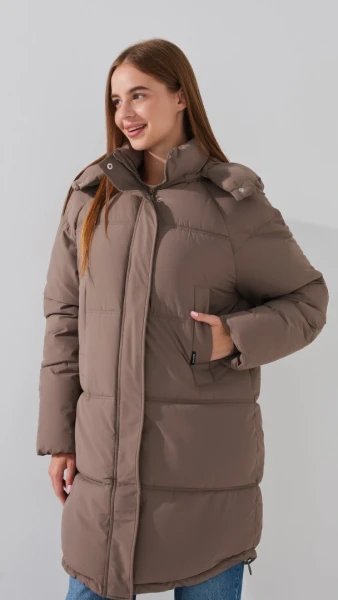 Купить Куртка однотонная женская On me 2431-F341 2XL Кофейный Артикул: 2000999164200 Фото №1