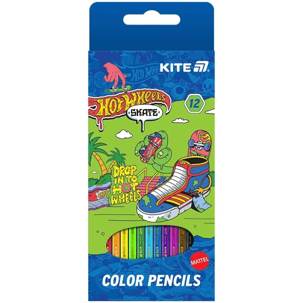 Олівці кольорові Kite Hot Wheels Skate HW25-051-2 12 кольорів Різнокольоровий