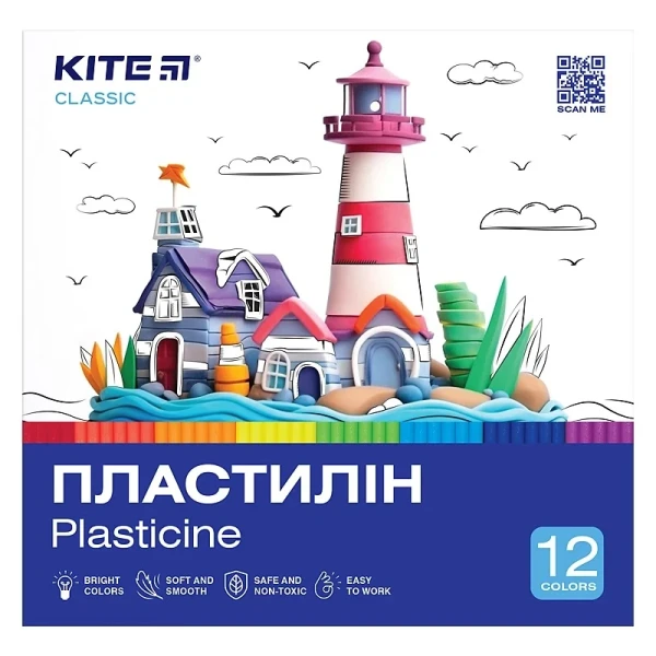 Пластилін восковий Kite Classic K-1086 12 кольорів Різнокольоровий