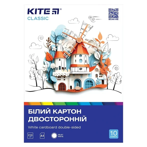 Картон двосторонній Classic Kite K-254 10 арк. Білий