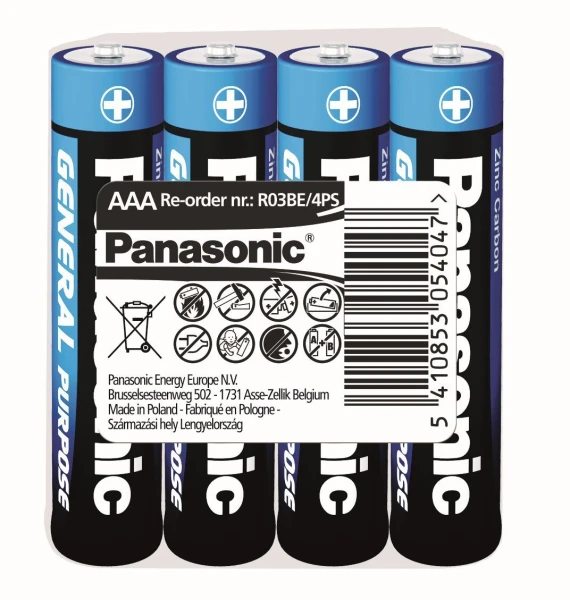 Купити Батарейка PANASONIC AAA R03 General Purpose (5410853060420) Артикул: 5410853060420 Фото №1
