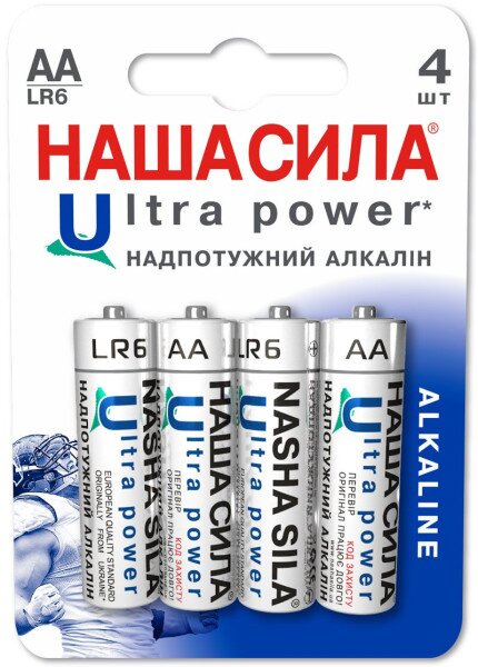 Батарейка НАША СИЛА LR6 Ultra Power 4 на блистере 3022 (6922363162130)
