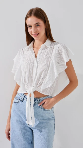 Блуза однотонна жіноча On me D2309 One Size Білий