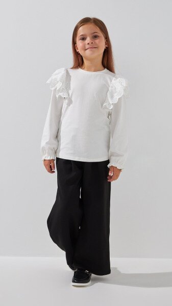 Купити Блуза трикотажна для дівчинки Aura Style 860 122 см Молочний Артикул: 2000999197642 Фото №2