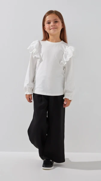 Купить Блуза трикотажная для девочки Aura Style 860 122 см Молочный Артикул: 2000999197642 Фото №2
