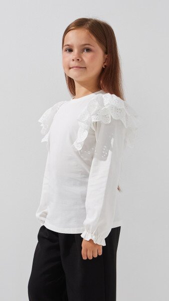 Купити Блуза трикотажна для дівчинки Aura Style 860 122 см Молочний Артикул: 2000999197642 Фото №3